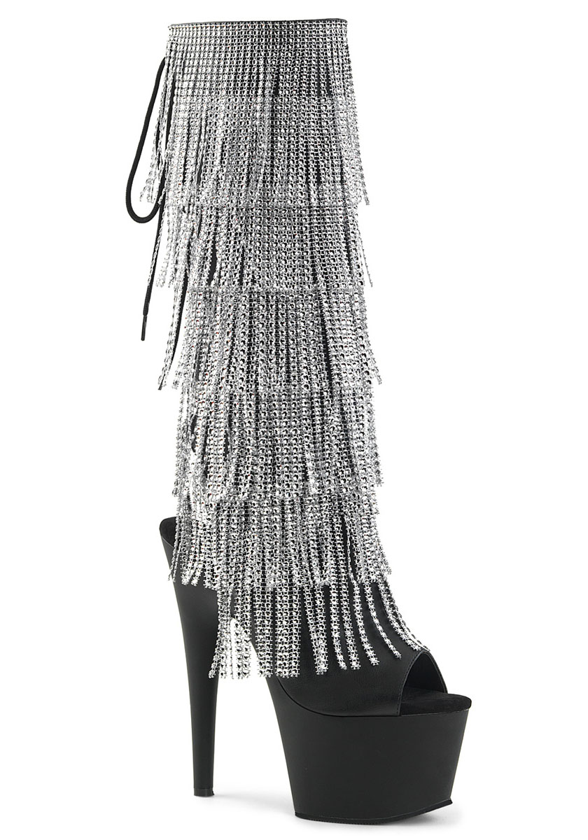 Pleaser ADORE-2024RSF 7 Inch Lace-Up Stretch Platform Knee Boot, Side Zip Pleaser ADORE-2024RSF 7 Inch Lace-Up Stretch Platform Knee Boot, Side Zip