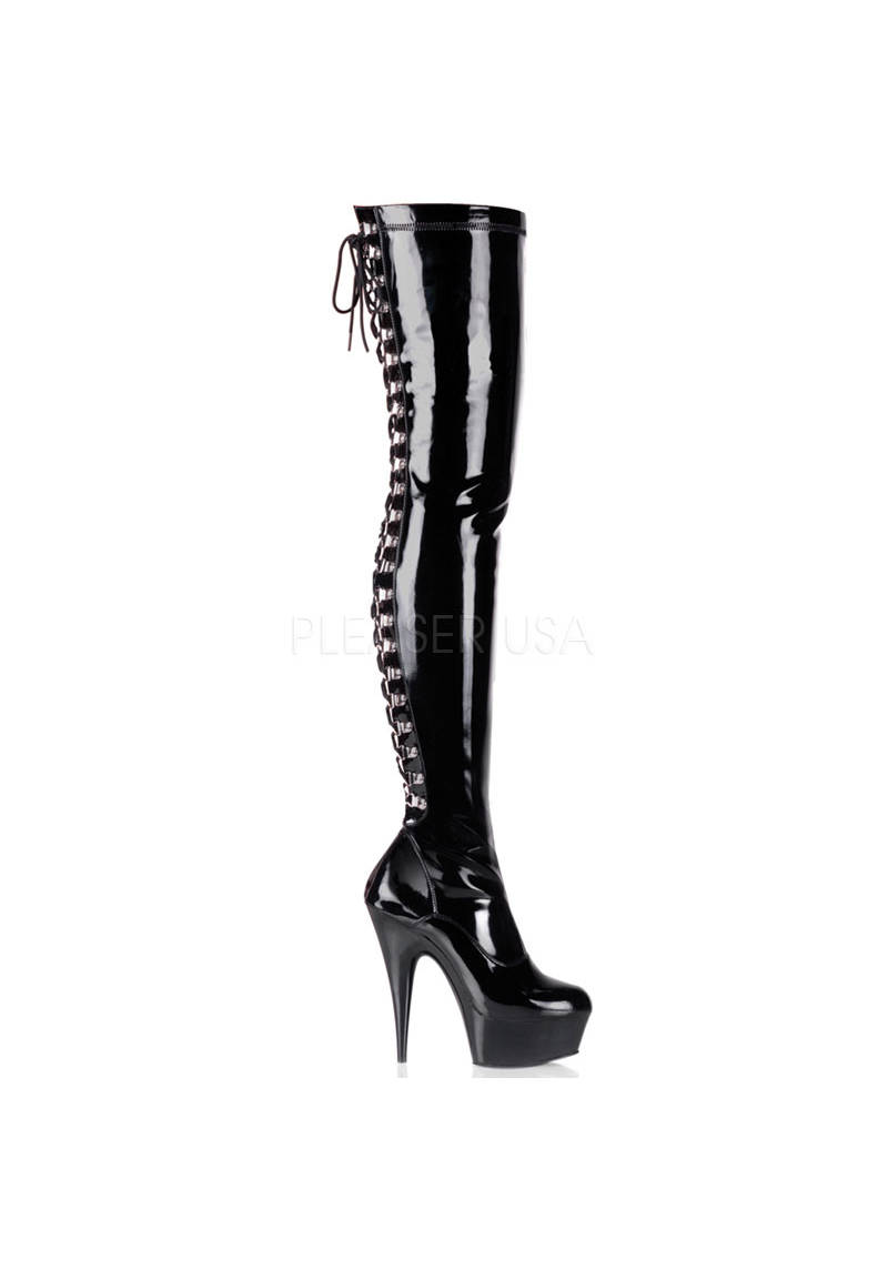 Details about   Pleaser Women's 5 3/4 Spike Heel Platform Lace-Up Stretch Crotch Boot