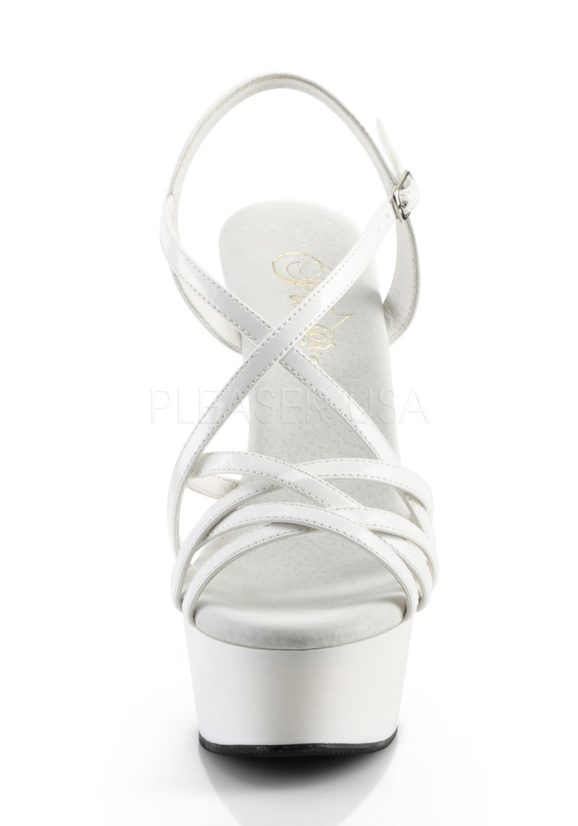 Pleaser DELIGHT-613 Women's Nude Patent Heel Platform Criss-Cross Strap Sandals 