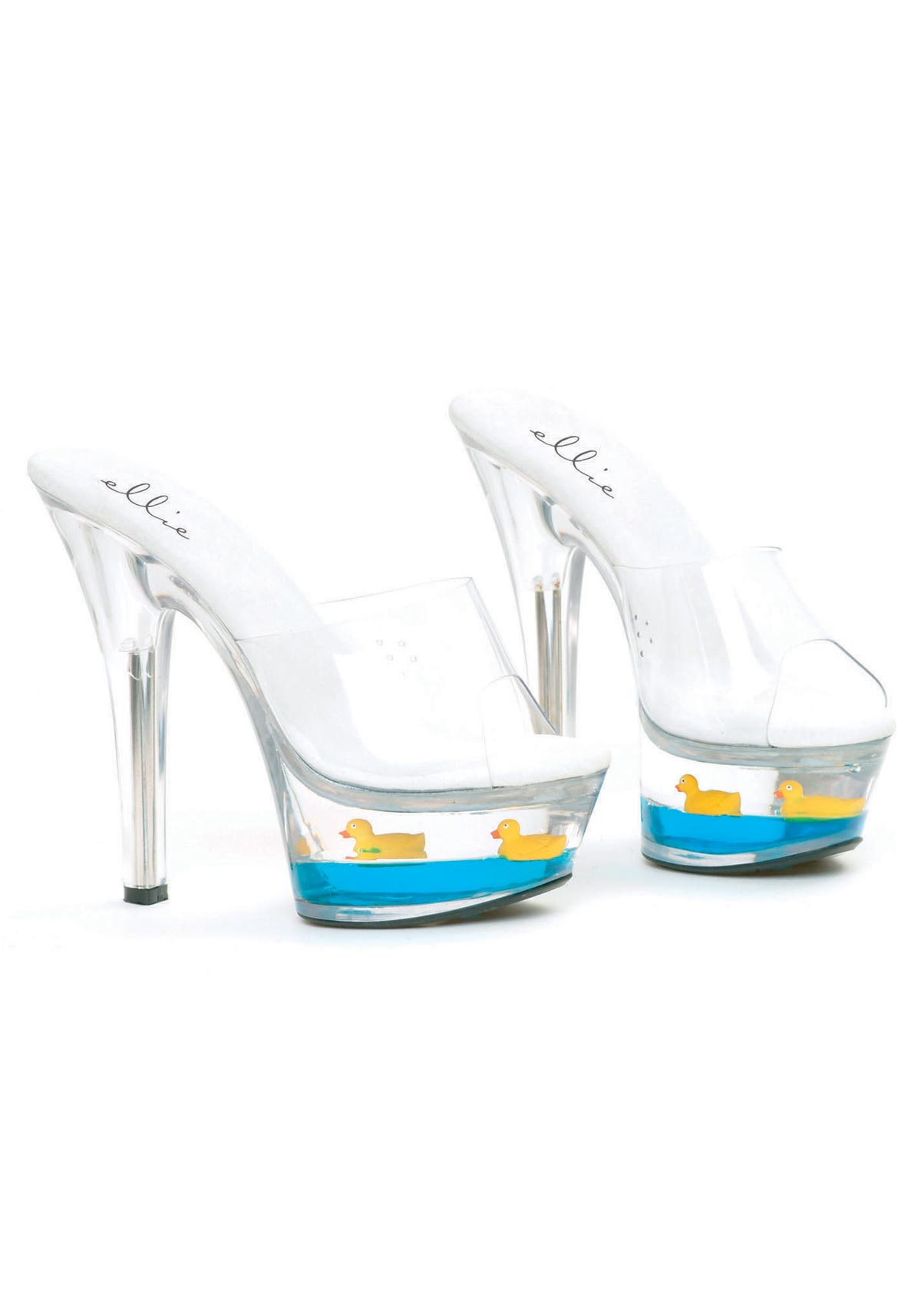 Ellie Shoes 601-DUCKIE Women's 6 Inch Heel Clear Mule With Floating Ducks - Photo 1 sur 1