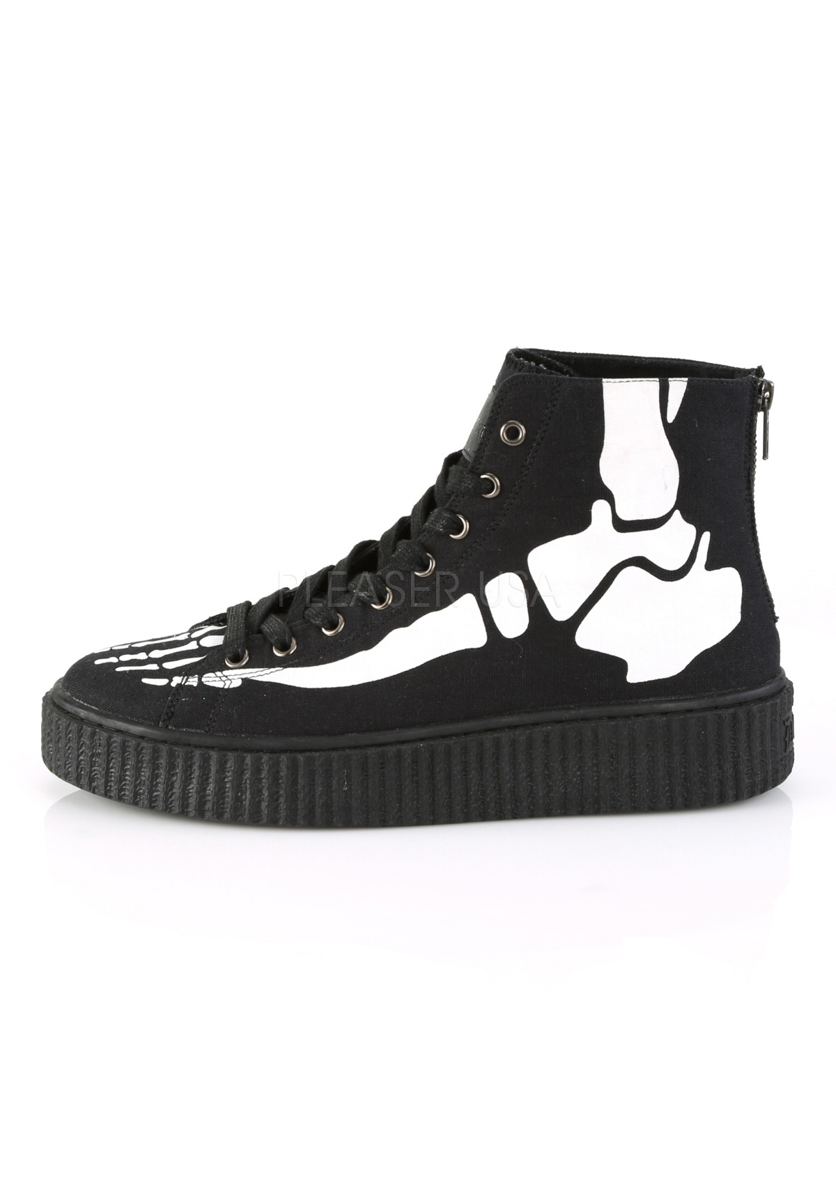 Demonia SNEEKER-201 Men's Black Canvas Round Toe Lace Up Front Creepers Sneakers