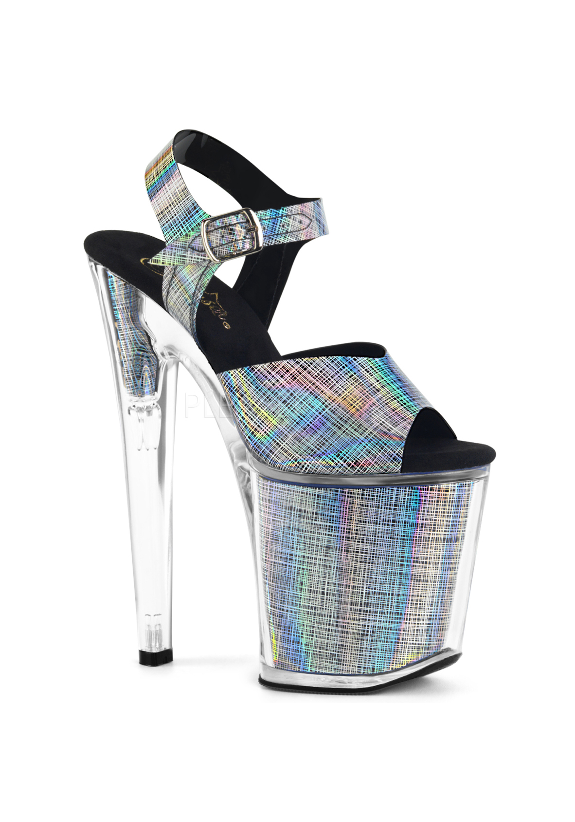 Pleaser XTREME-808N-CRHM 8 Heel, 4 Platform Crosshatch Ankle Strap Sandal Pleaser XTREME-808N-CRHM 8 Heel, 4 Platform Crosshatch Ankle Strap Sandal
