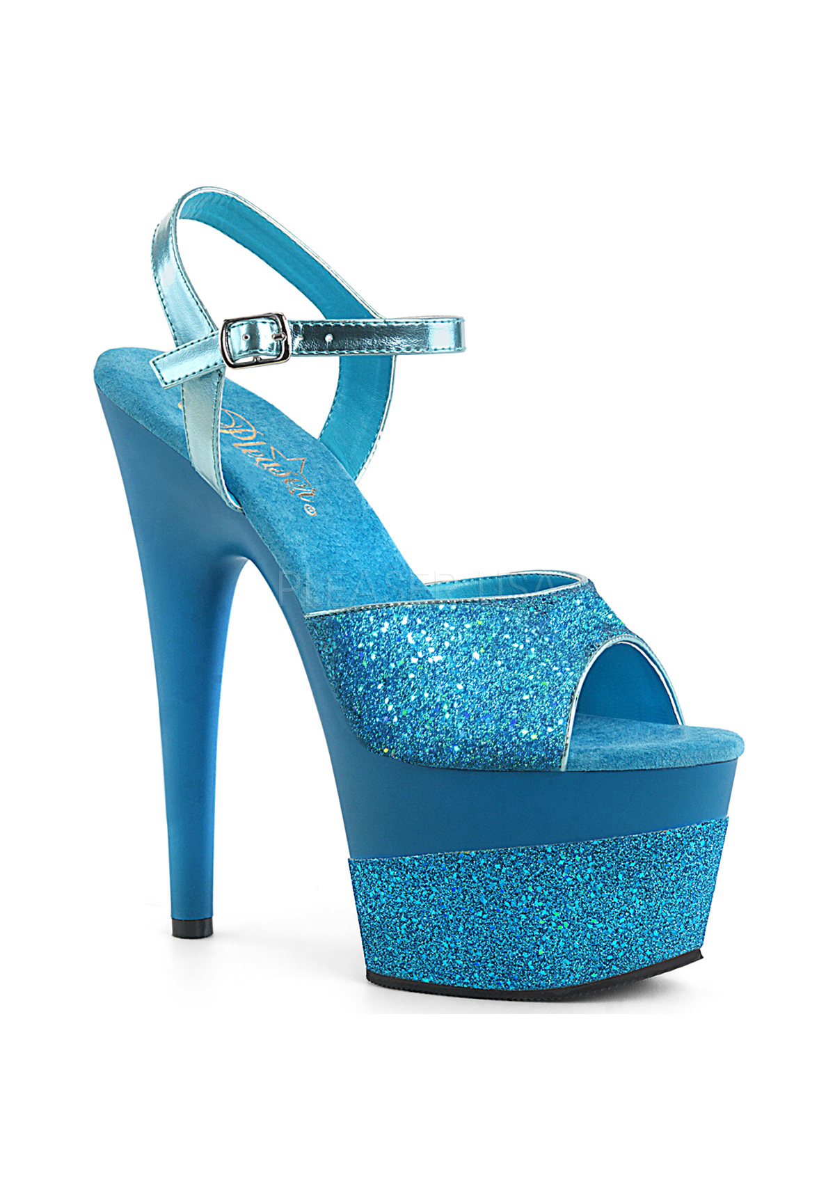 Pleaser ADORE-709-2G 7" Heel, 2 3/4" Platform Ankle Strap Sandal - Picture 2 of 66