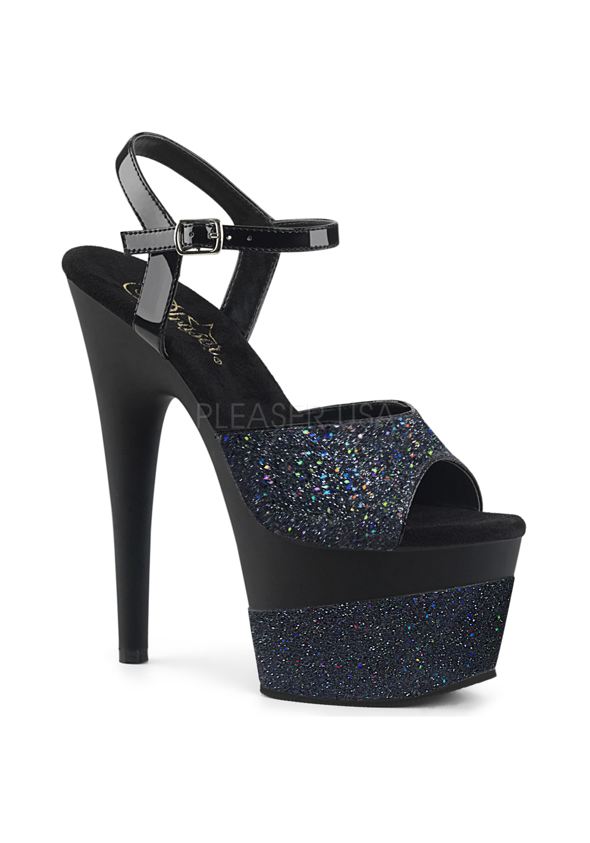 Pleaser ADORE-709-2G 7" Heel, 2 3/4" Platform Ankle Strap Sandal - Picture 7 of 66