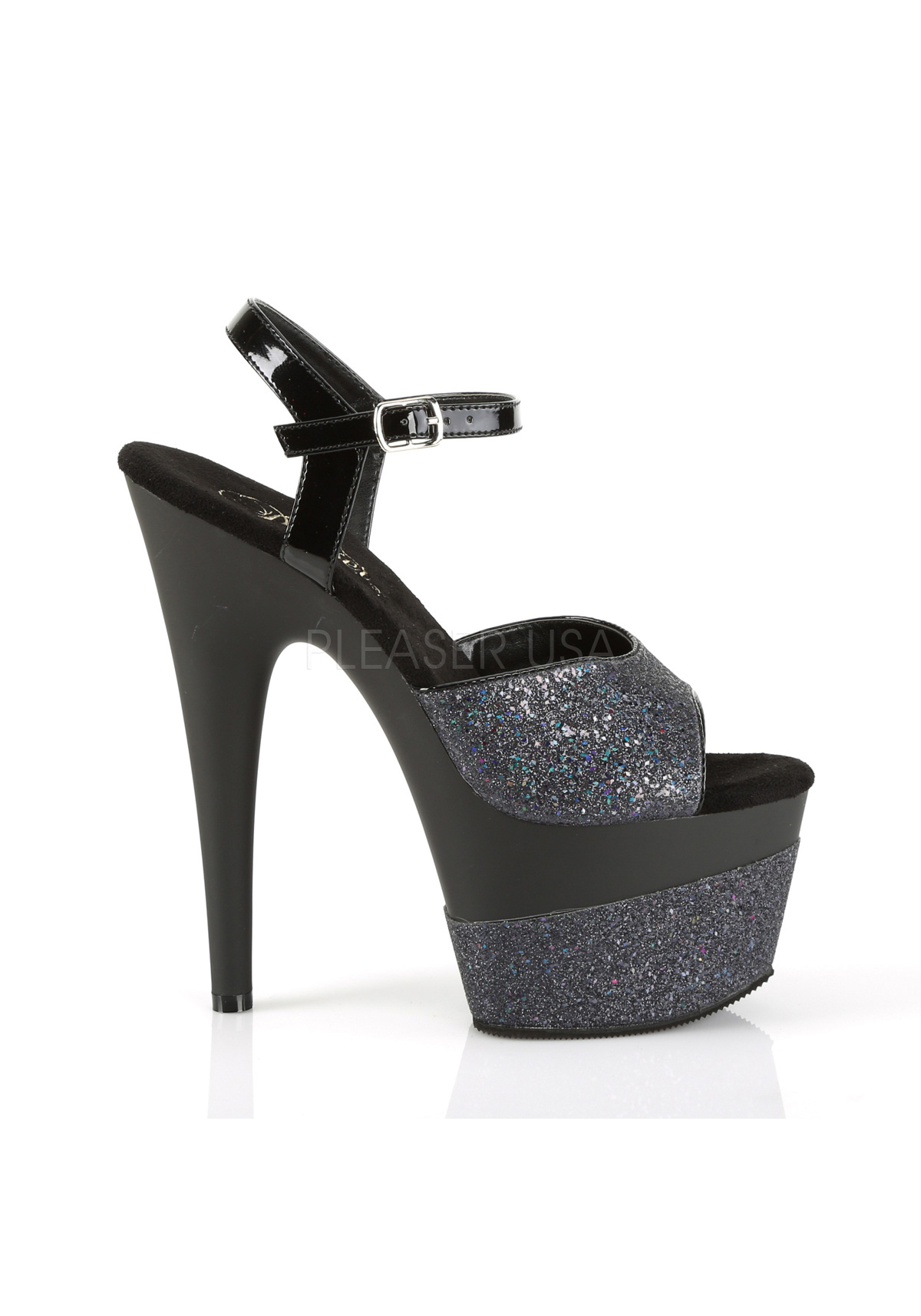 Pleaser ADORE-709-2G 7" Heel, 2 3/4" Platform Ankle Strap Sandal - Picture 11 of 66