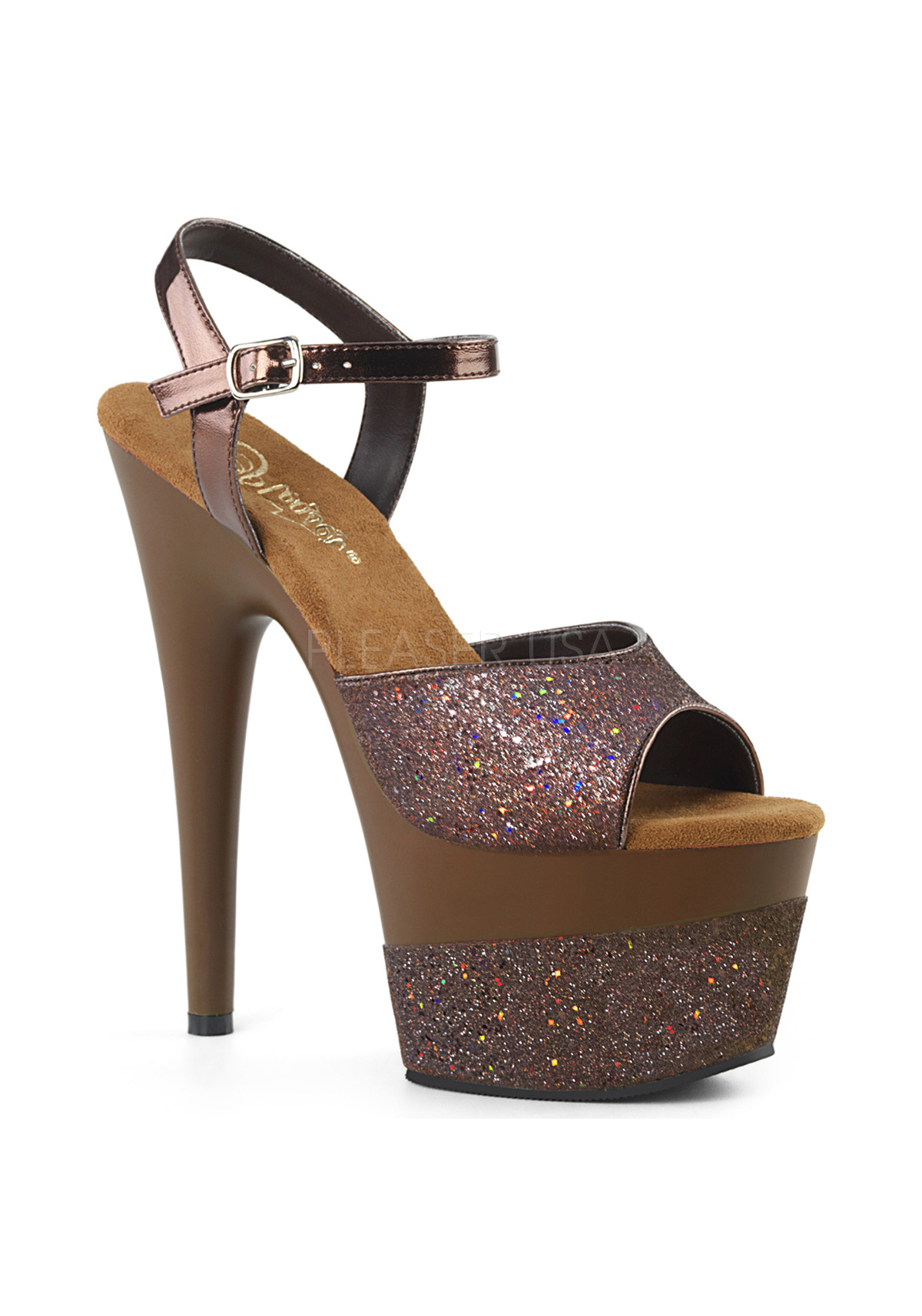 Pleaser ADORE-709-2G 7" Heel, 2 3/4" Platform Ankle Strap Sandal - Picture 12 of 66