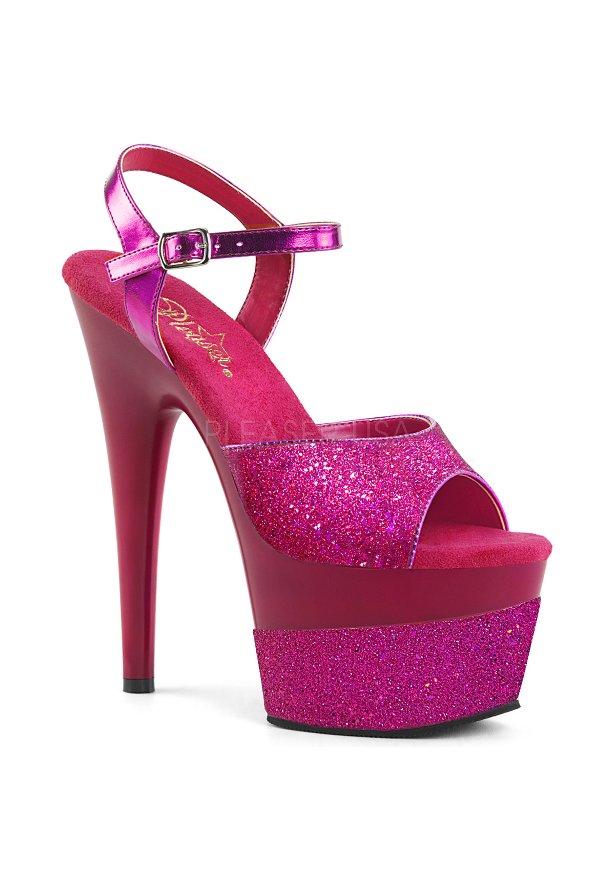 Pleaser ADORE-709-2G 7" Heel, 2 3/4" Platform Ankle Strap Sandal - Picture 17 of 66