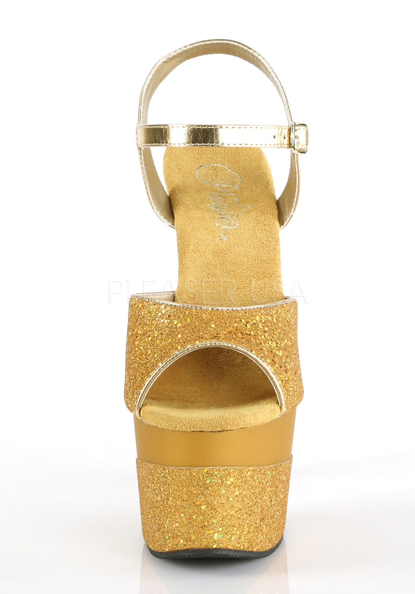 Pleaser ADORE-709-2G 7" Heel, 2 3/4" Platform Ankle Strap Sandal - Picture 23 of 66
