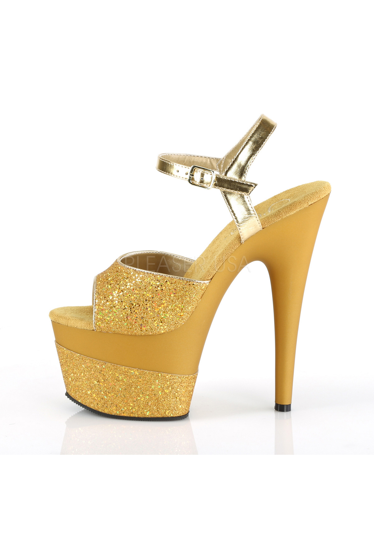 Pleaser ADORE-709-2G 7" Heel, 2 3/4" Platform Ankle Strap Sandal - Picture 24 of 66