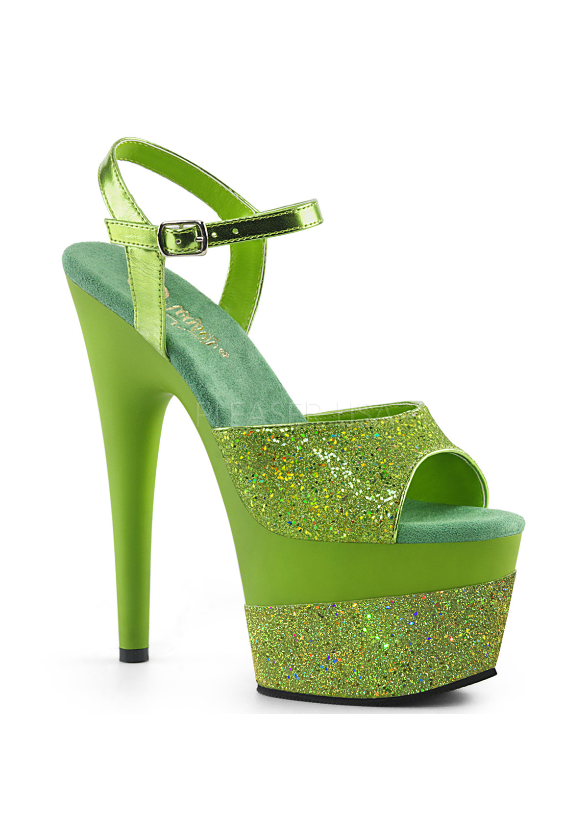 Pleaser ADORE-709-2G 7" Heel, 2 3/4" Platform Ankle Strap Sandal - Picture 27 of 66