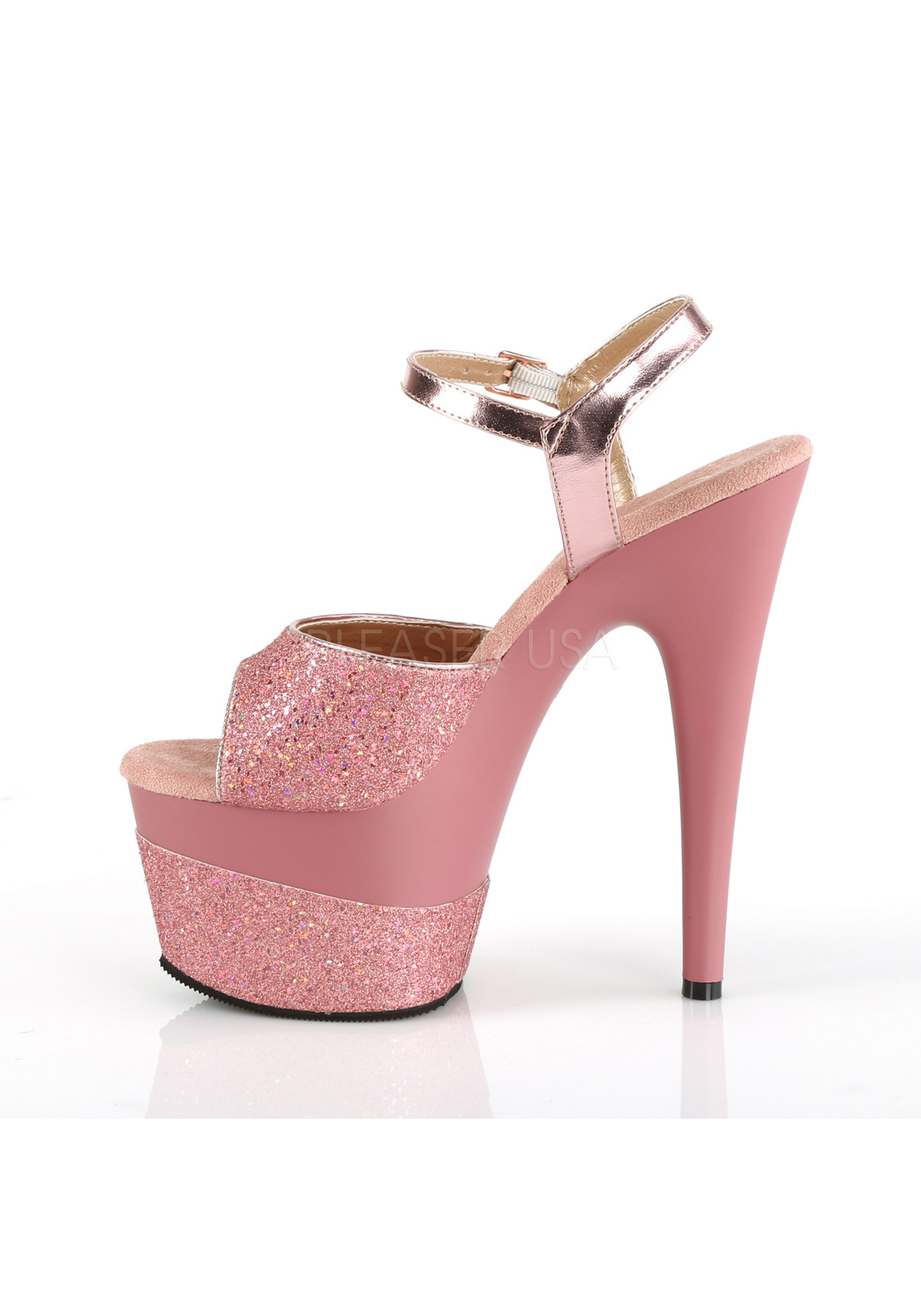 Pleaser ADORE-709-2G 7" Heel, 2 3/4" Platform Ankle Strap Sandal - Picture 39 of 66