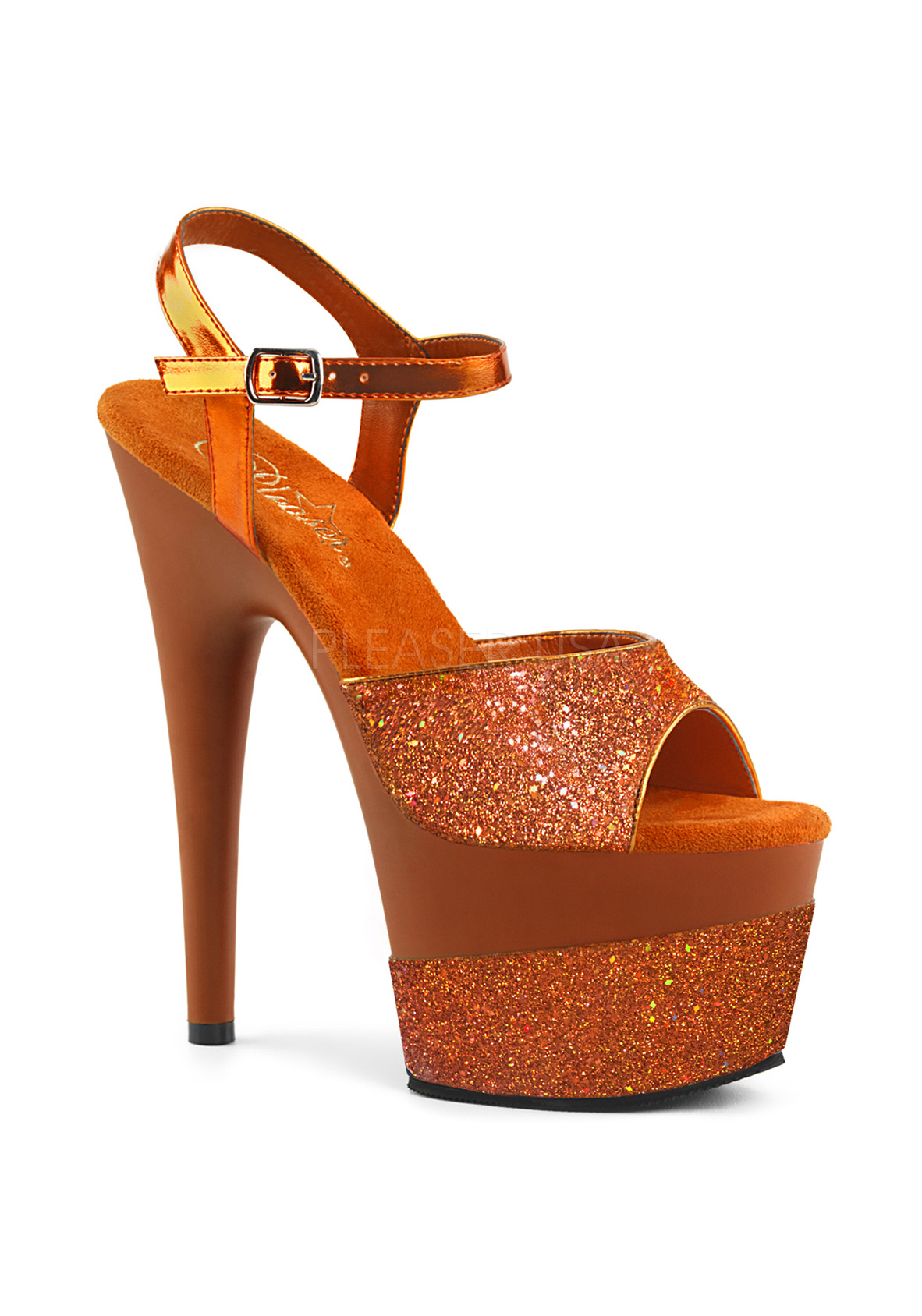 Pleaser ADORE-709-2G 7" Heel, 2 3/4" Platform Ankle Strap Sandal - Picture 42 of 66