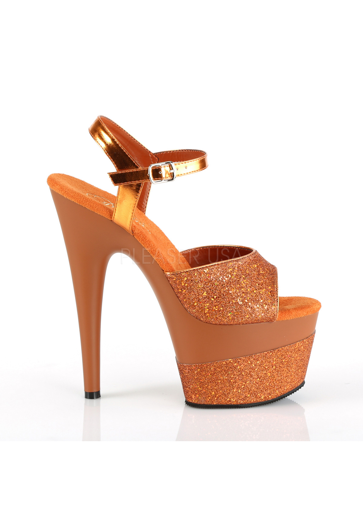 Pleaser ADORE-709-2G 7" Heel, 2 3/4" Platform Ankle Strap Sandal - Picture 46 of 66