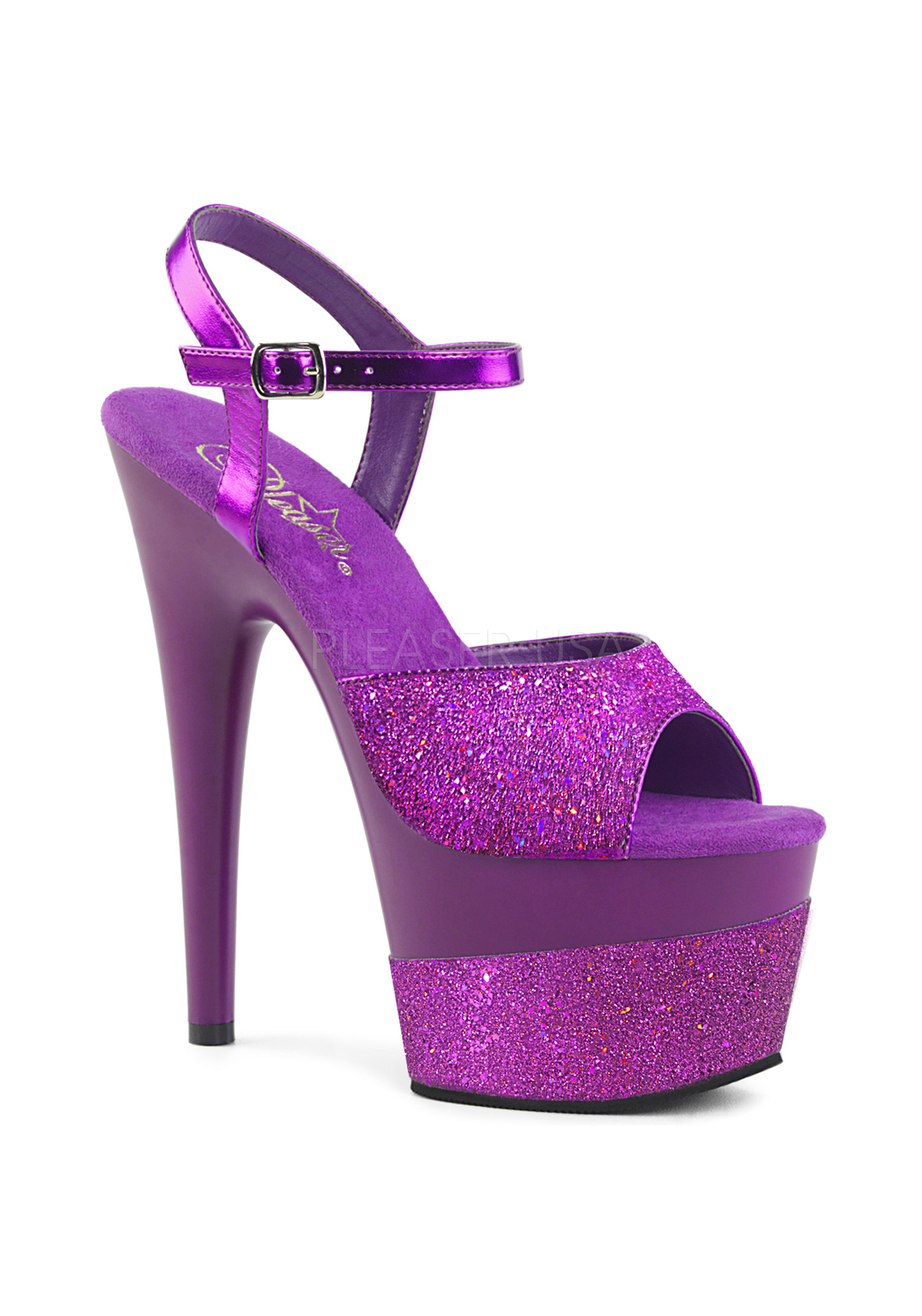 Pleaser ADORE-709-2G 7" Heel, 2 3/4" Platform Ankle Strap Sandal - Picture 47 of 66