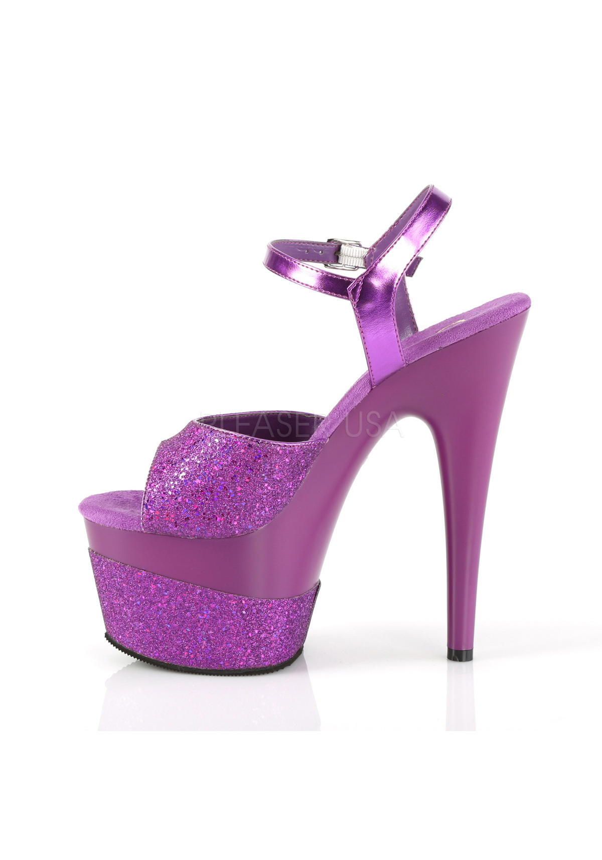 Pleaser ADORE-709-2G 7" Heel, 2 3/4" Platform Ankle Strap Sandal - Picture 49 of 66
