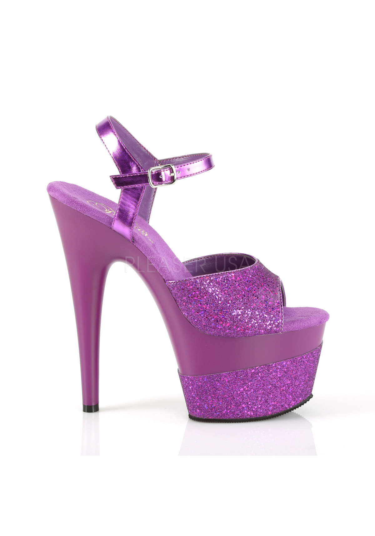 Pleaser ADORE-709-2G 7" Heel, 2 3/4" Platform Ankle Strap Sandal - Picture 51 of 66