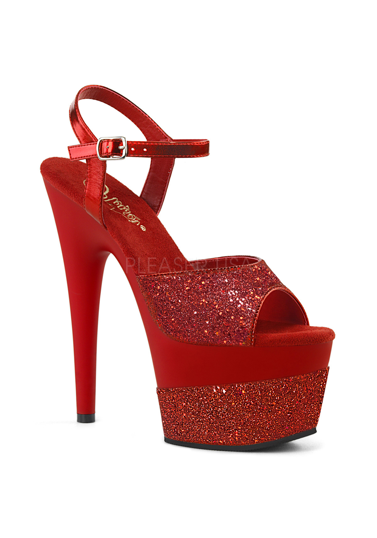 Pleaser ADORE-709-2G 7" Heel, 2 3/4" Platform Ankle Strap Sandal - Picture 52 of 66