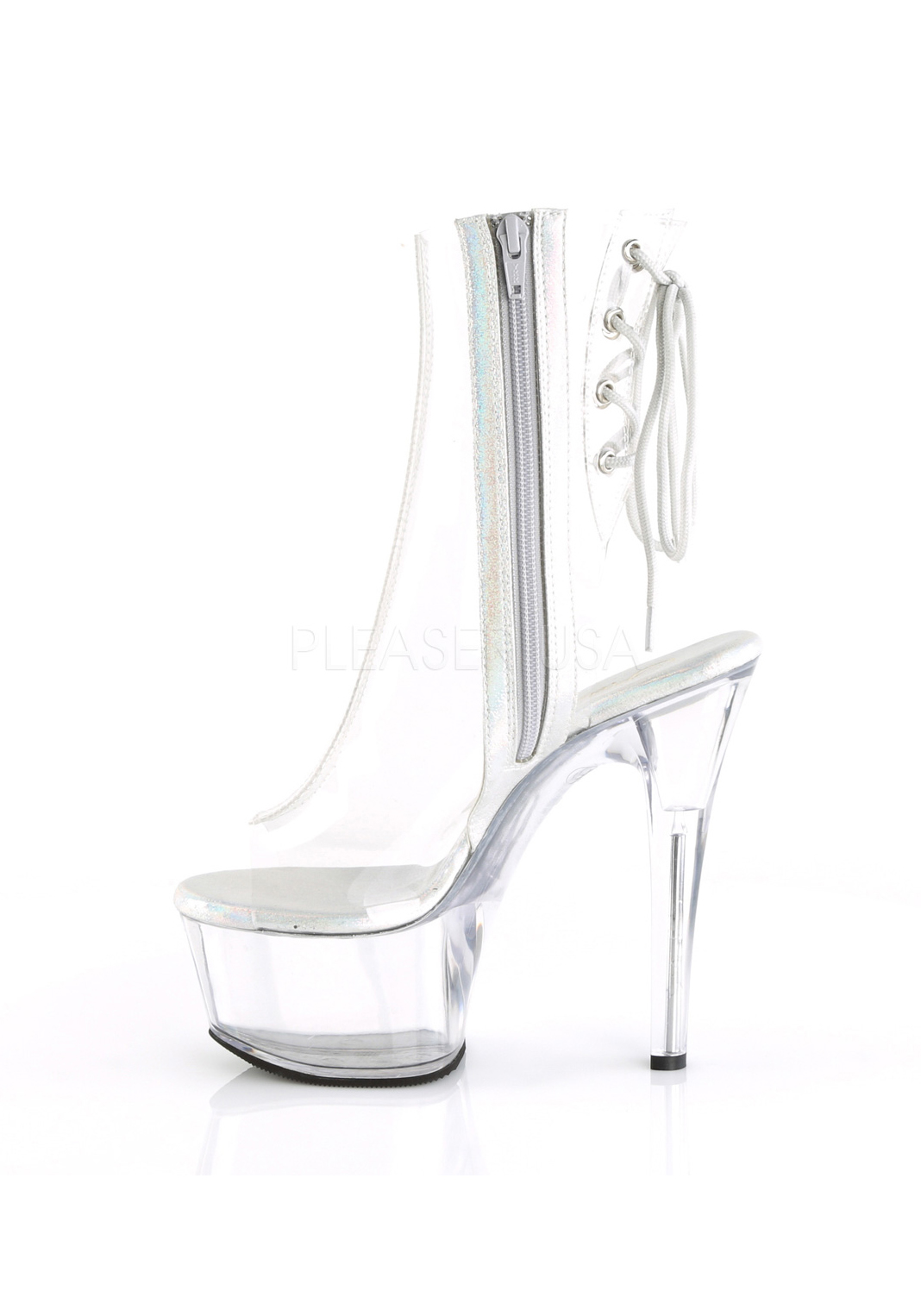 Pleaser ASPIRE-1018C 6" Heel, 2 1/4" Platform Open Toe/Heel Ankle Boot, Side Zip - Picture 4 of 6