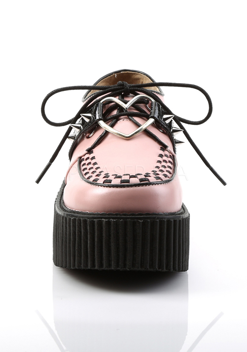 Pleaser Demonia CREEPER-206 Creeper piattaforma 3" con O-Ring cuore e dettaglio punte - Foto 3 di 10