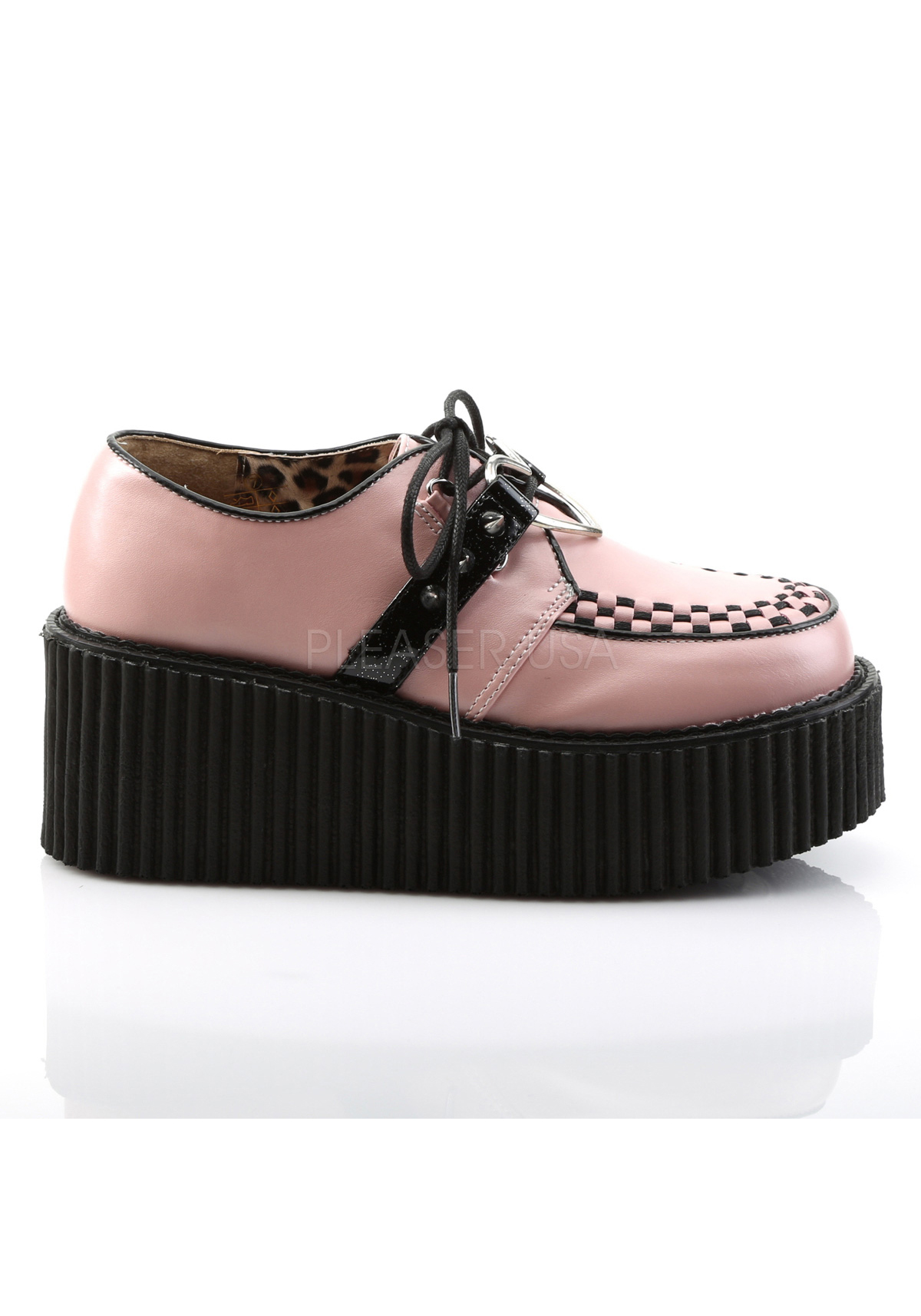 Pleaser Demonia CREEPER-206 Creeper piattaforma 3" con O-Ring cuore e dettaglio punte - Foto 6 di 10