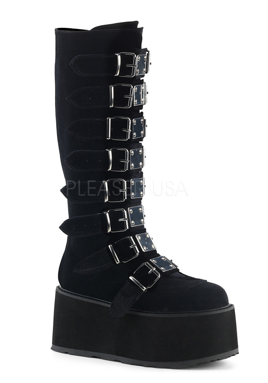 MUERTO-2028 Black PU, Lolita Boots, Demonia Shoes, Knee Boots –  BootyCocktails