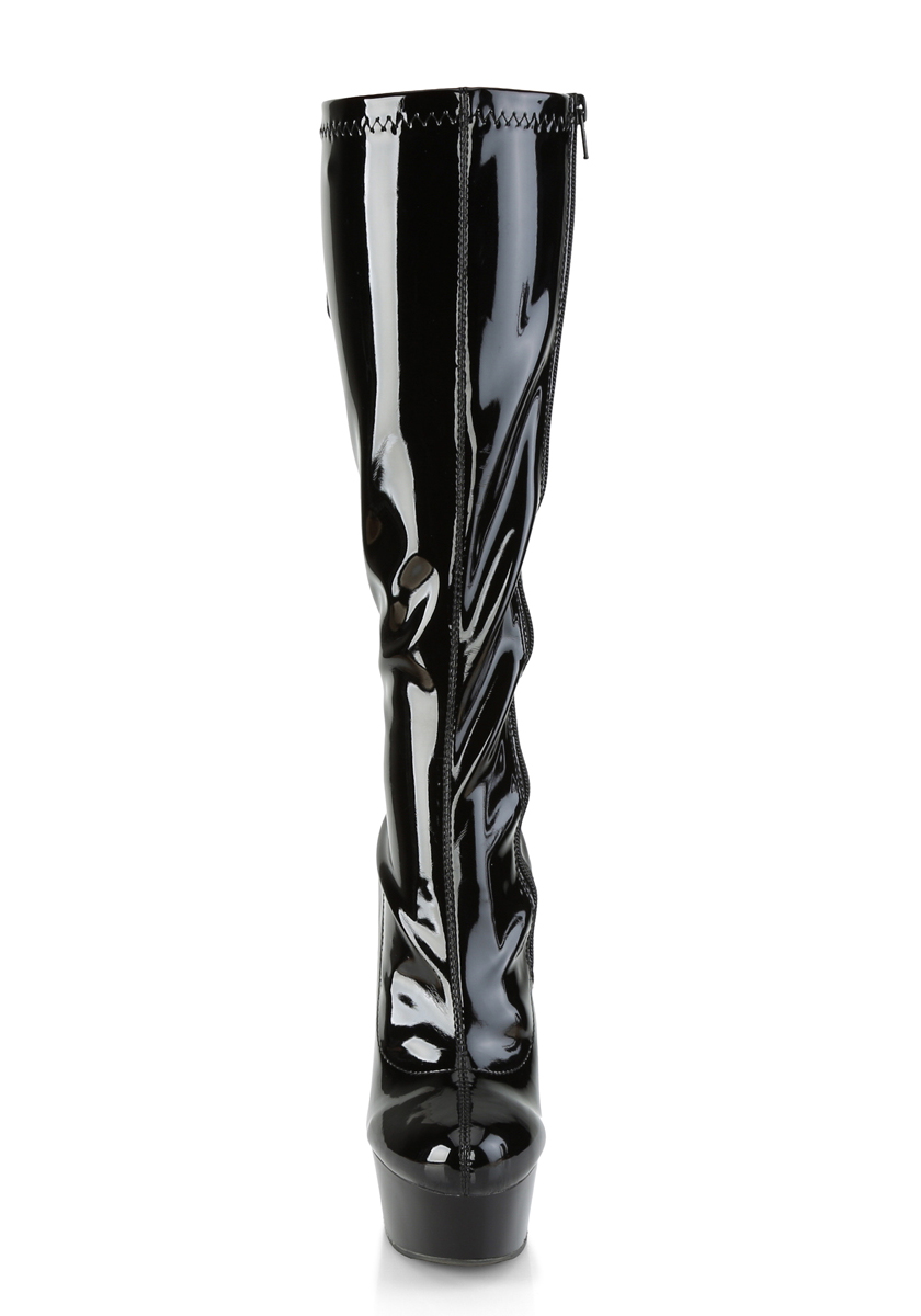 Stivali alti ginocchio plateau Pleaser DELIGHT-2029 6"" tacco, 1 3/4"" plateau con pizzo posteriore - Foto 3 di 6