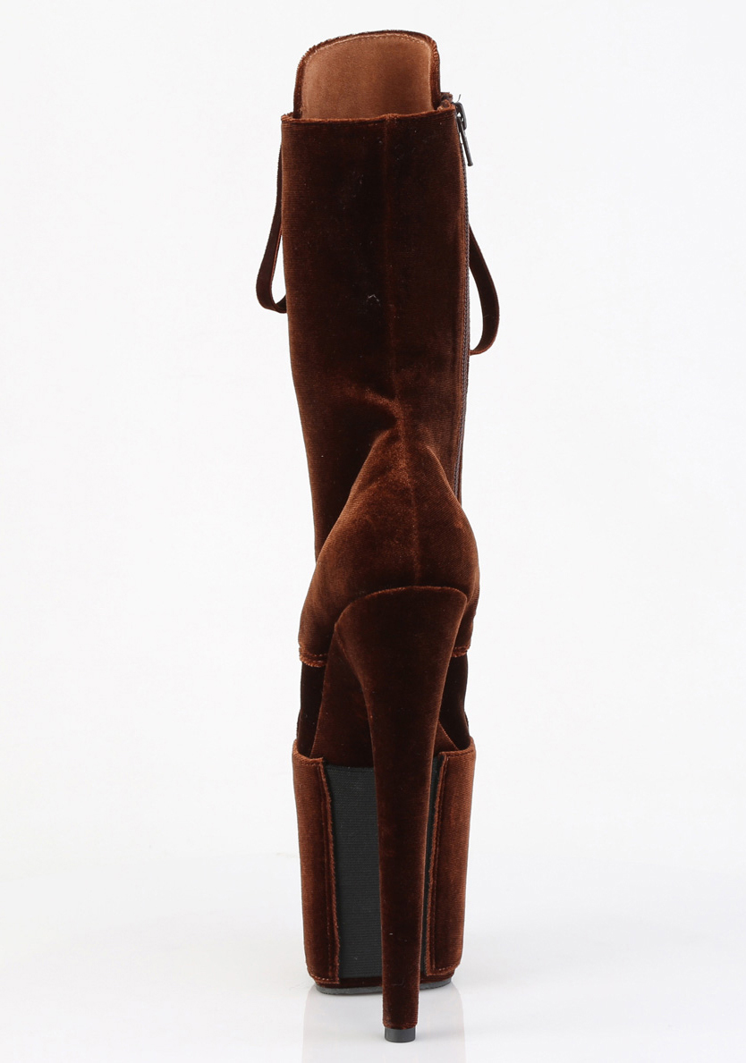 Pleaser 7 Inch Heel, 2 3/4 Inch Platform Lace-Up Mid Calf Boot, Side Zip - Picture 6 of 18