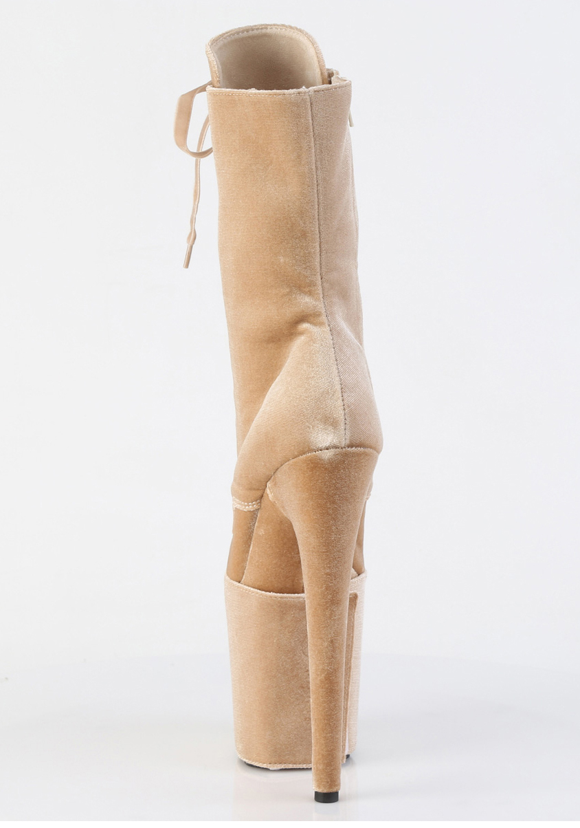 Pleaser 7 Inch Heel, 2 3/4 Inch Platform Lace-Up Mid Calf Boot, Side Zip - Picture 17 of 18