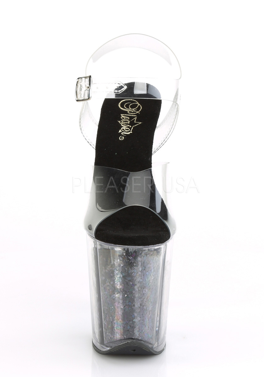 Pleaser USA Flamingo-808G Glitter Filled 8inch Stilettos