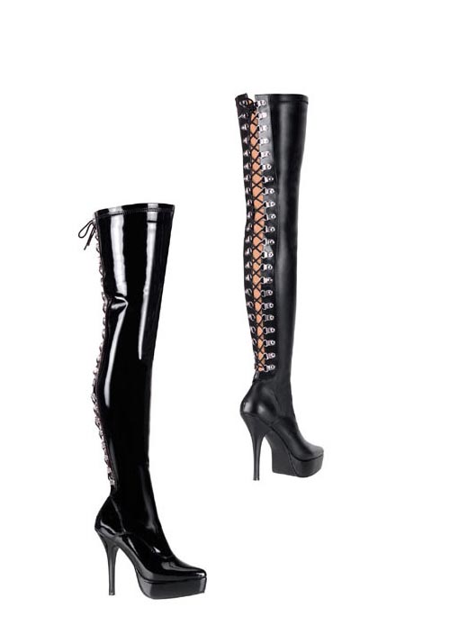 Pleaser Devious Indulge 3063 5 1 4 Inch Back Lace Up Stretch Platform Thigh Boot Ebay