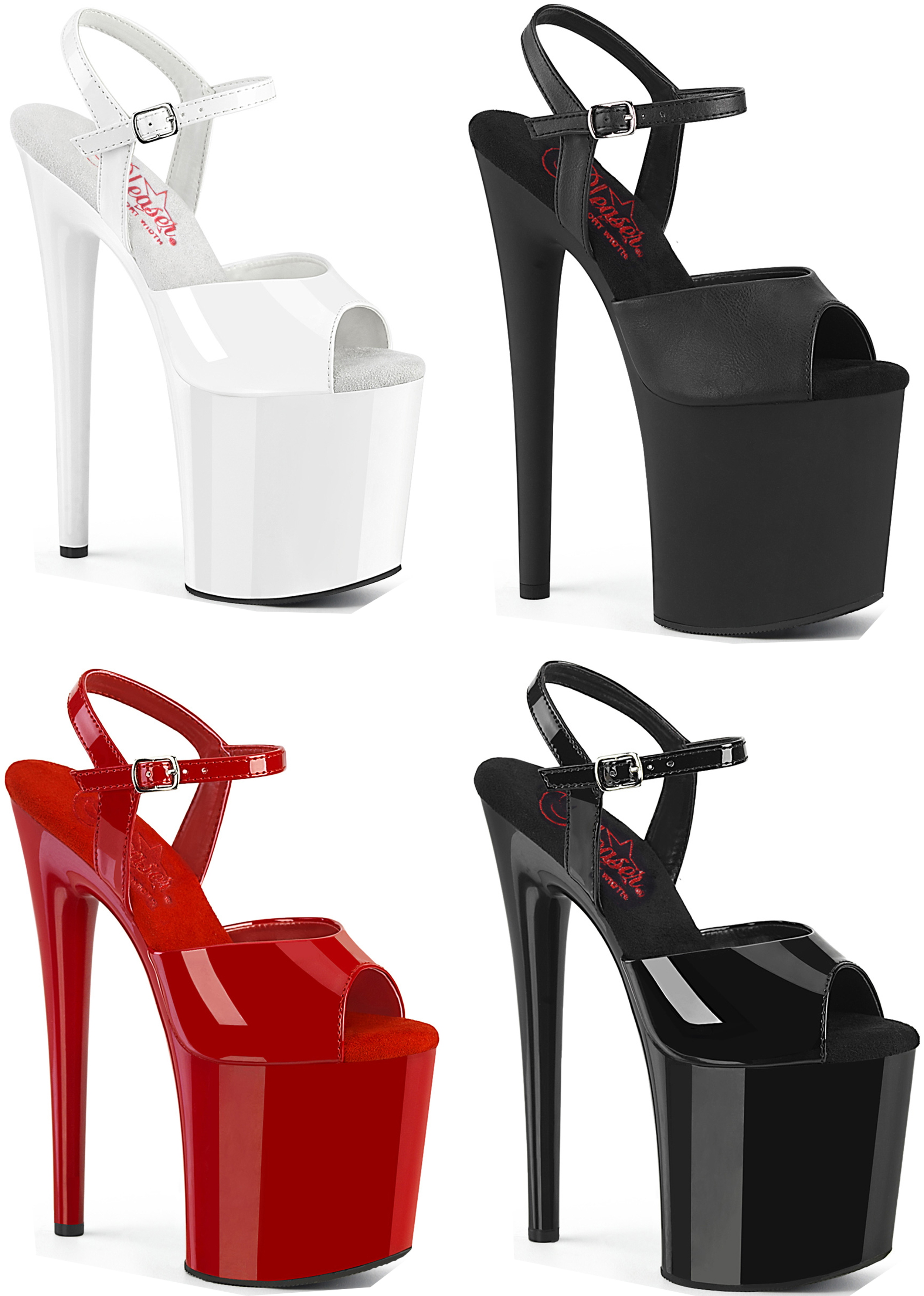 Pleaser NAUGHTY-809 8 Inch Heel, 4 Inch Platform Ankle Strap Sandal | eBay