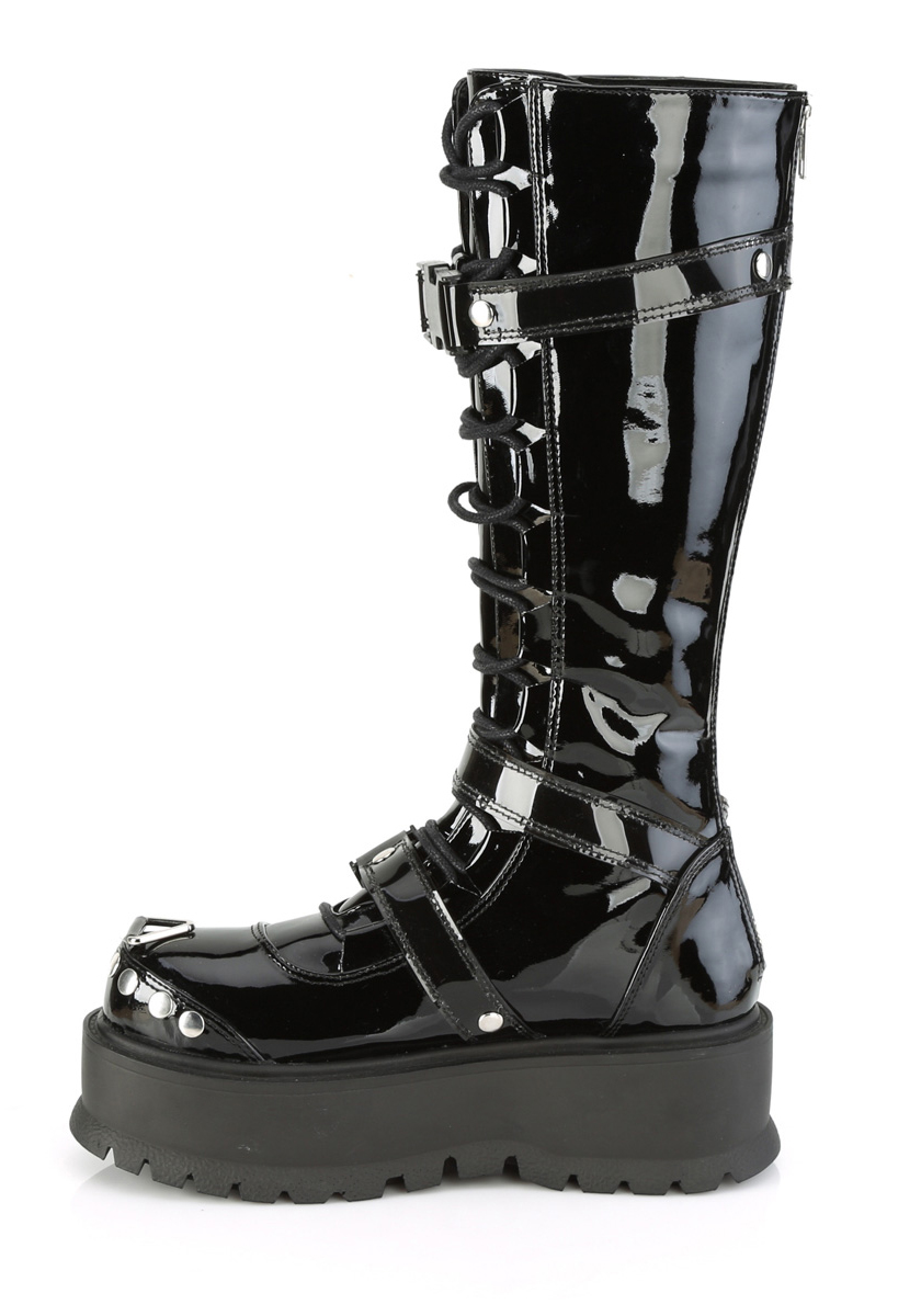 Pleaser Demonia 4 3/4 Inch Wedge Platform STR Knee High Boot