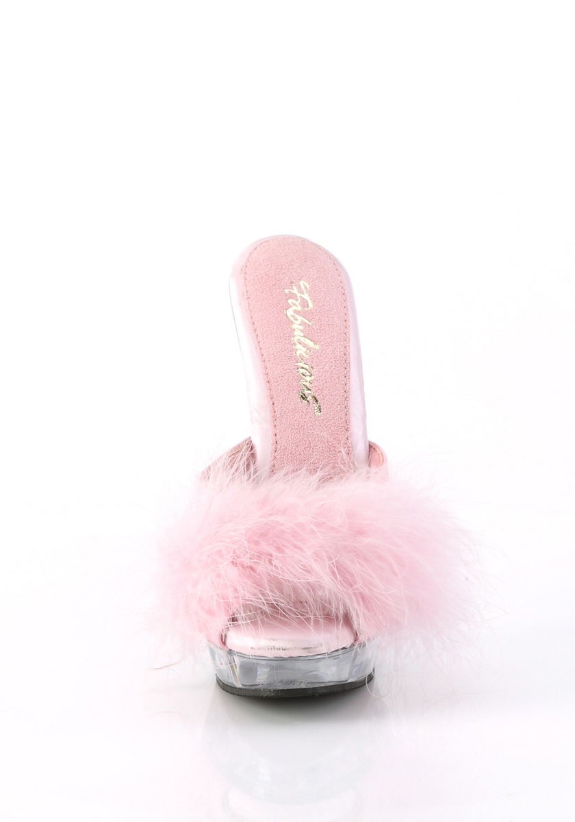 Pleaser Fabulicious SULTRY-601F 6 Inch Heel, 1 Inch Platform Marabou Slipper - Picture 3 of 11