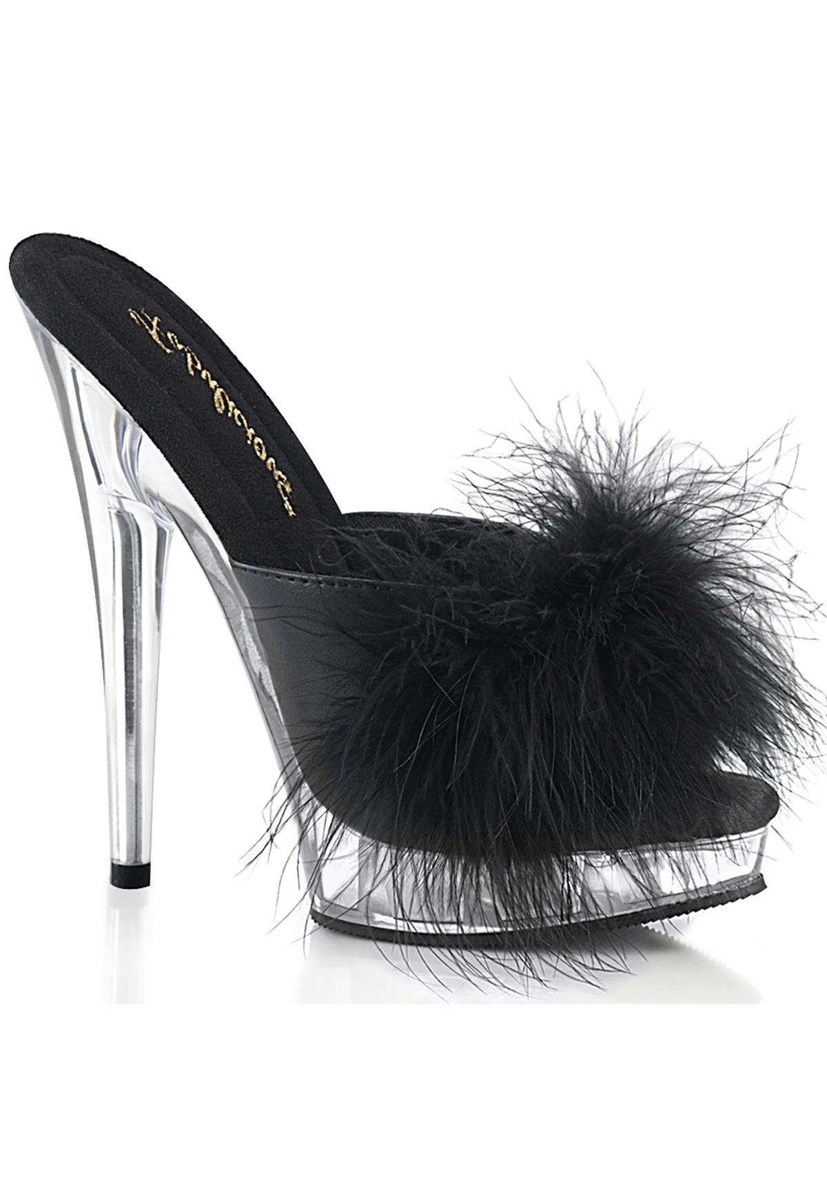 Pleaser Fabulicious SULTRY-601F 6 Inch Heel, 1 Inch Platform Marabou Slipper - Picture 7 of 11